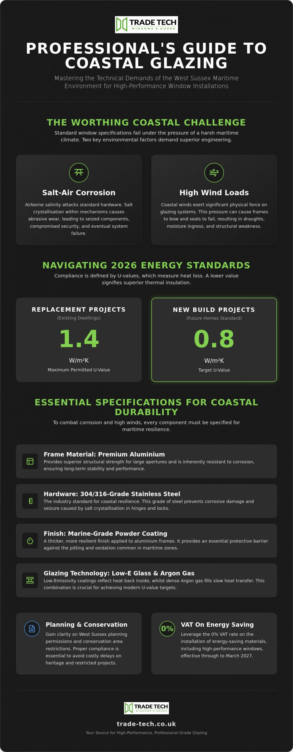 A Professional Reference for Double Glazing in Worthing: Standards, Materials, and Coastal Performance