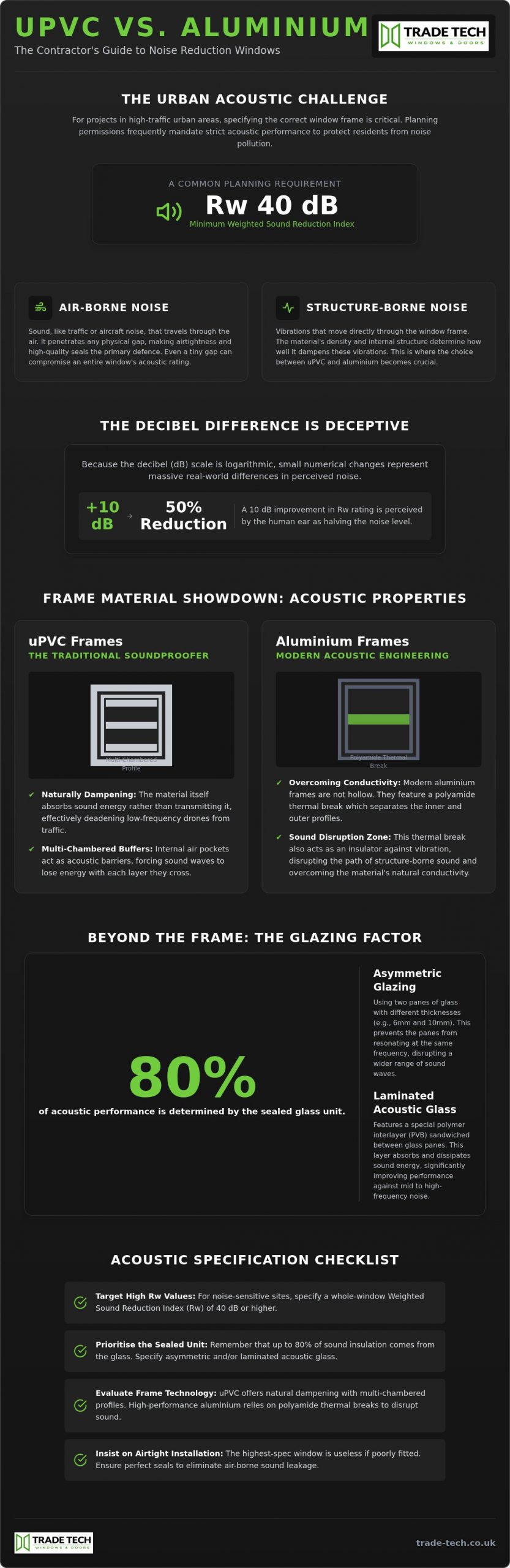 UPVC vs Aluminium Windows Noise Reduction: A Trade Guide to Acoustic Performance